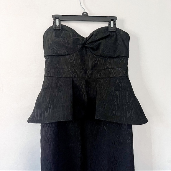 NWT Veronica Beard Allyson Black Strapless Jacquard Peplum Midi Dress Size 2 - Picture 8 of 13